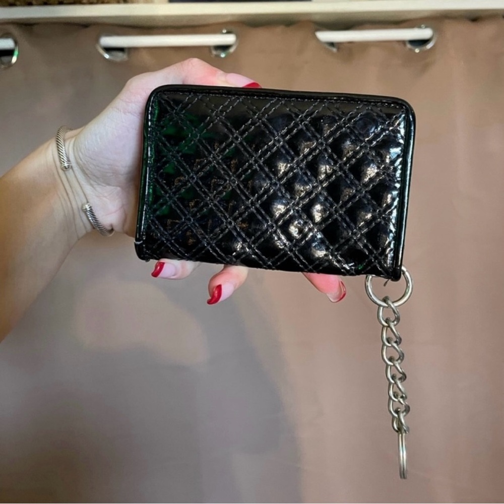 Express black faux leather card wallet